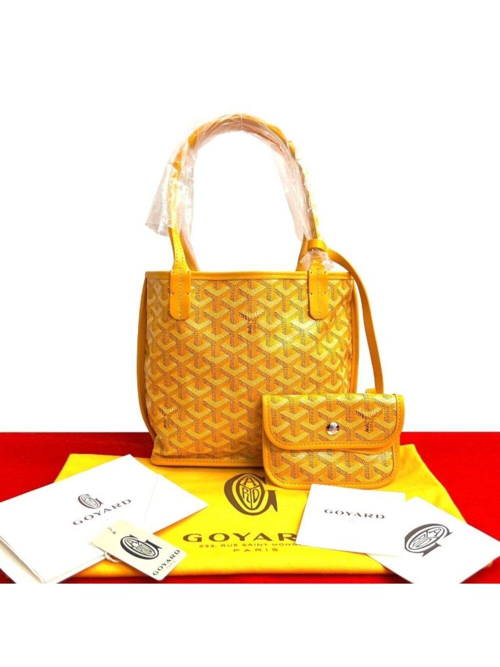 Goyard Anjou Mini Leather Tote Bag Yellow